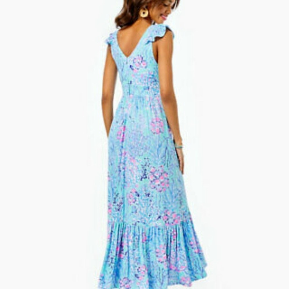 Lilly Pulitzer Blue and Pink Floral Maxi Dress - Picture 3 of 16